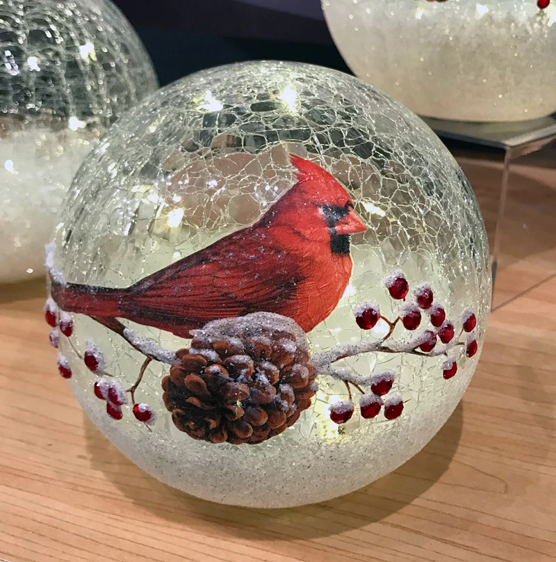 Lighted Crackle Glass Cardinal - 6 Inch Battery Operated 3 Lighted Crackle Glass Cardinal - 6 Inch Battery Operated - Image 3