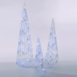 Clear Lighted Tree Cones - Remote Control Multicolor - 3pc Set