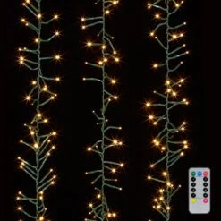 Cluster Garland Lights - 1300 Warm White LED Lights - Green Wire - 44ft
