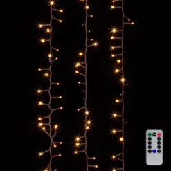 Cluster Garland Lights - 500 Warm White LED Lights - Brown Wire - 36.5ft