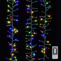 Cluster Garland Lights - 600 Multicolor LED Lights - Green Wire - 19ft