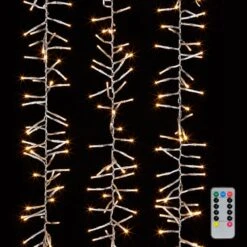 Cluster Garland Lights - 600 Warm White LED Lights - Clear Wire - 19ft