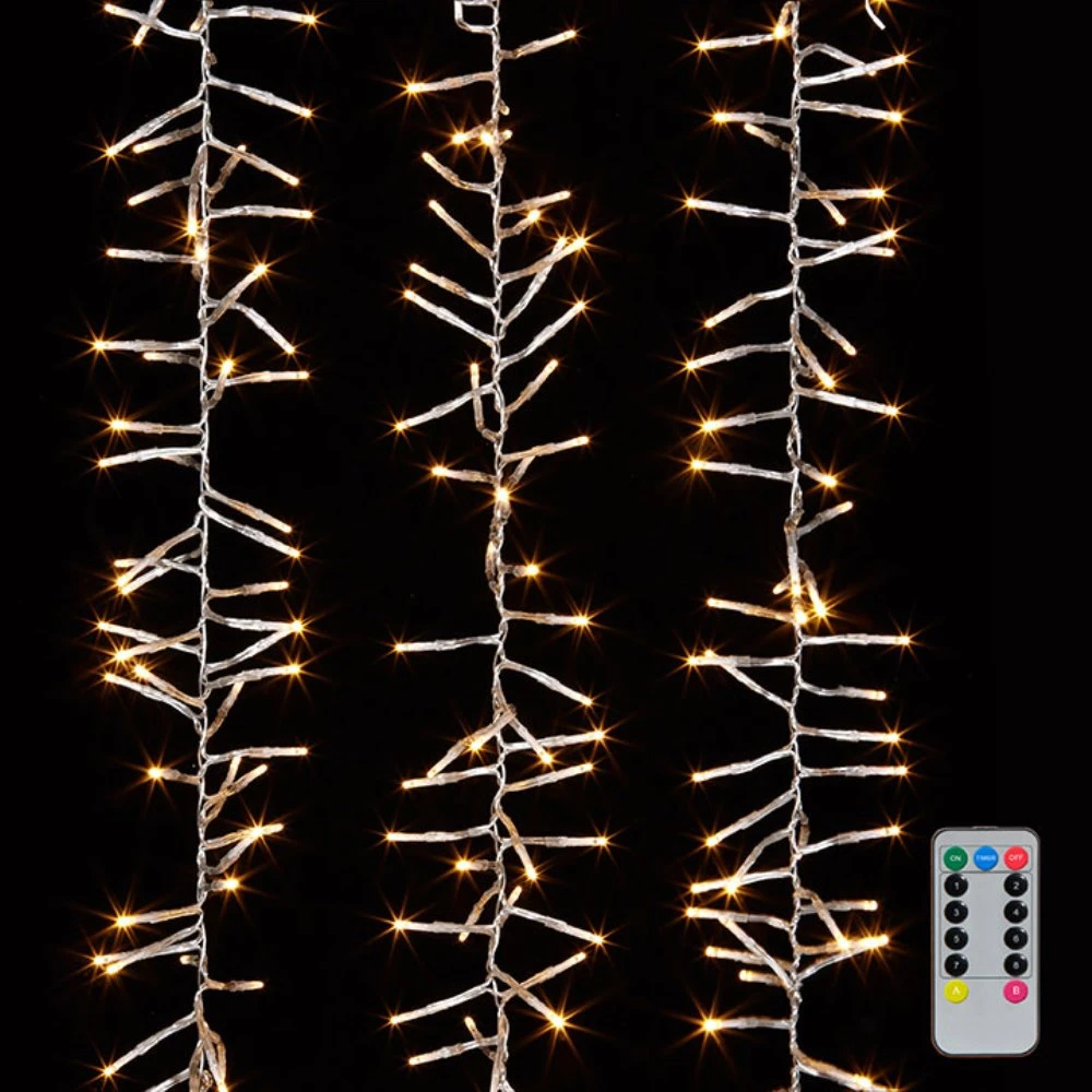 Cluster Garland Lights - 600 Warm White LED Lights - Clear Wire - 19ft 1 Cluster Garland Lights - 600 Warm White LED Lights - Clear Wire - 19ft