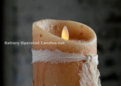 Moving Flame Primitive Oatmeal Candle Battery Operated 3.5 X 5 - Timer - Remote Ready -Christmas Decoration Discount detail boc oatmeal luminara
