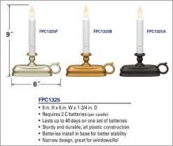 Dual Color Window Candle Amber / Warm White - Aged Bronze -Christmas Decoration Discount dimensions window candle