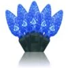 Faceted Christmas Lights - Blue C6 LED - Electric/Green Cord - Set/50