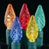Faceted Christmas Lights - Multi Color C6 LED - Electric/Green Cord - Set/50