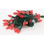 Faceted Christmas Lights - Red C6 LED - Electric/Green Cord - Set/50