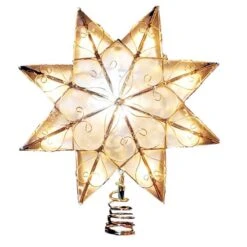 Electric Tree Topper - Capiz Star - Gold Arabesque - 9in