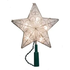 Electric Tree Topper - Silver Mesh Star - 8.5in