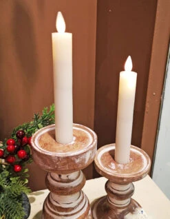 6 Inch Ivory (2 Pack ) Moving Flame Battery Operated Taper Candle - Remote Included