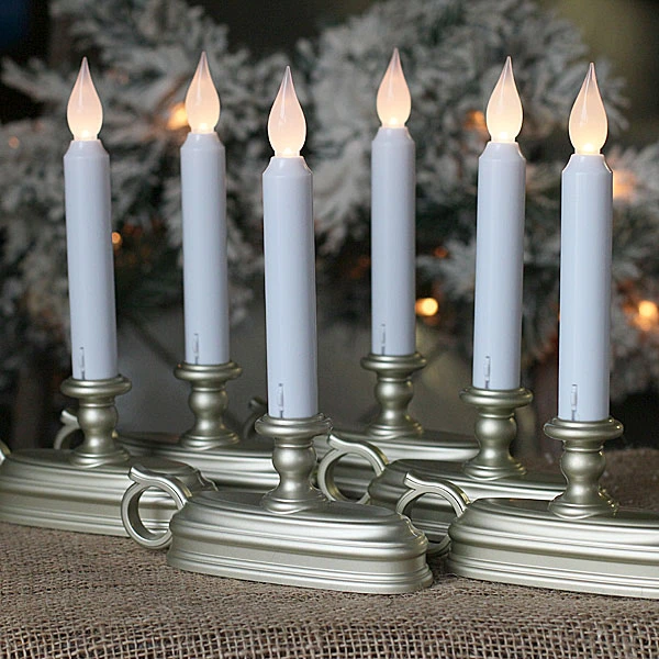 Discount 6 Pack - Warm White / Amber - Traditional Battery Window Candle (Pewter) 1 Discount 6 Pack - Warm White / Amber - Traditional Battery Window Candle (Pewter)