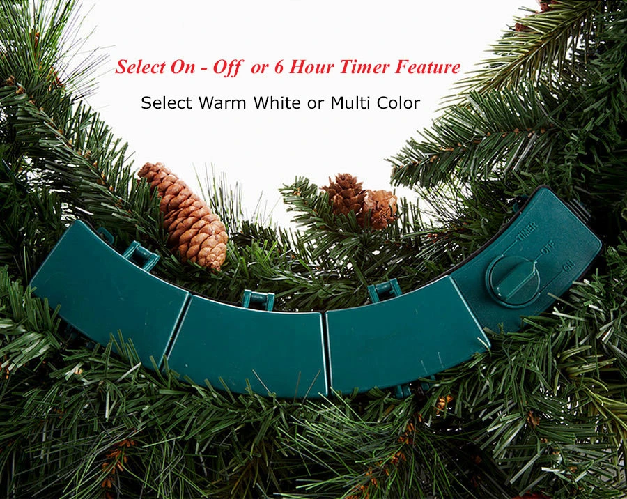 Outdoor Safe Christmas Wreath - Battery Operated Timer - Color Select Warm White Or Multi Color 6 Outdoor Safe Christmas Wreath - Battery Operated Timer - Color Select Warm White Or Multi Color - Image 6