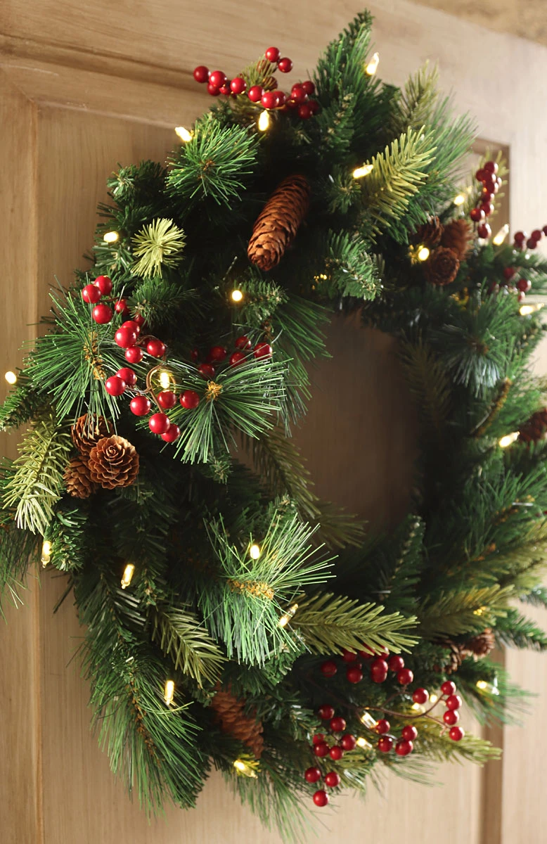 Outdoor Safe Christmas Wreath - Battery Operated Timer - Color Select Warm White Or Multi Color 2 Outdoor Safe Christmas Wreath - Battery Operated Timer - Color Select Warm White Or Multi Color - Image 2