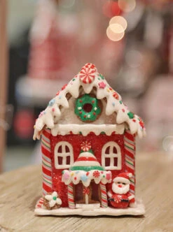 Battery Operated Lighted Clay Dough Gingerbread Houses Set Of 4 Assorted -Christmas Decoration Discount gingerbread main 3