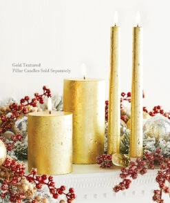 Uyuni 11 Inch Gold Textured Taper Candle Set Of 2 - Remote Ready
