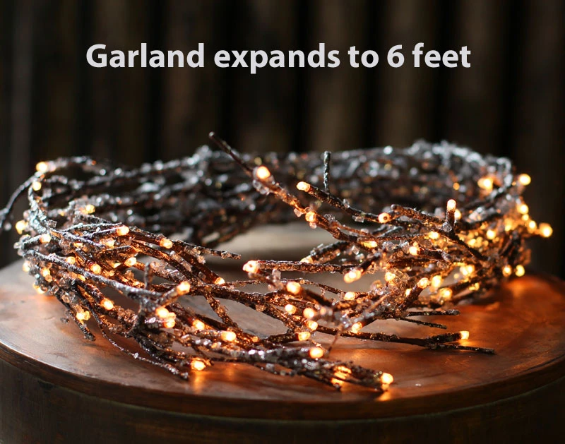 6 Foot Electric Lighted Iced Willow Garland - 48 Lights 3 6 Foot Electric Lighted Iced Willow Garland - 48 Lights - Image 3