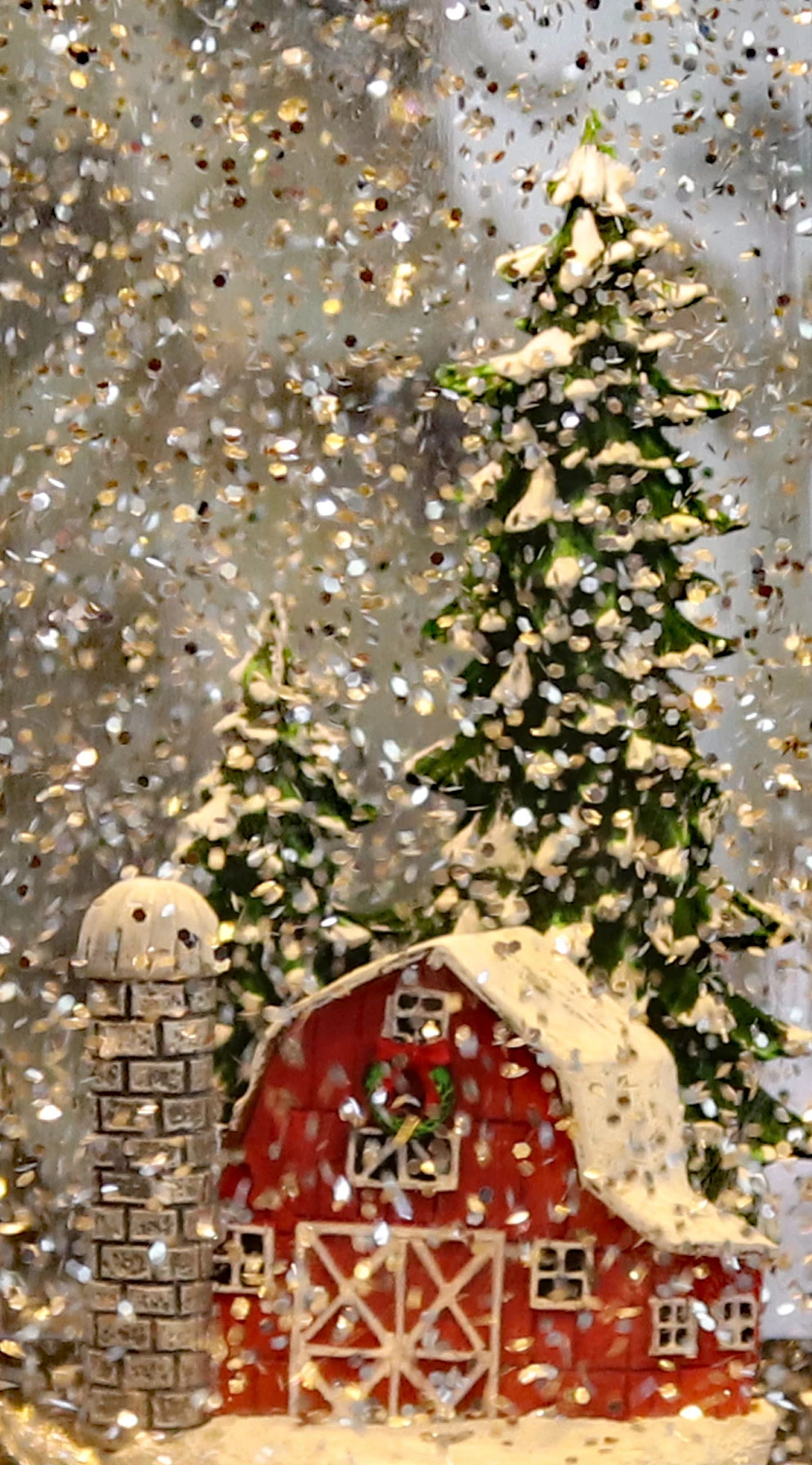 Red Barn Lighted Water Lantern In Swirling Glitter With Timer 2 Red Barn Lighted Water Lantern In Swirling Glitter With Timer - Image 2