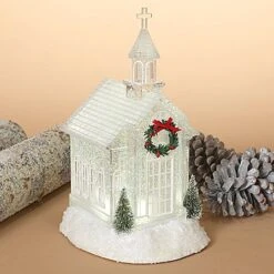 Lighted Water Lantern Snow Globe - Clear - Holiday Church
