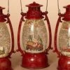 Lighted Water Lantern Snow Globe - Red - Santa In Sleigh