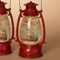 Lighted Water Lantern Snow Globe - Red - Truck With Cardinals