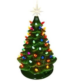 Lighted Ceramic Christmas Tree - Electric With Multi-Colored Lights - 16 Inch