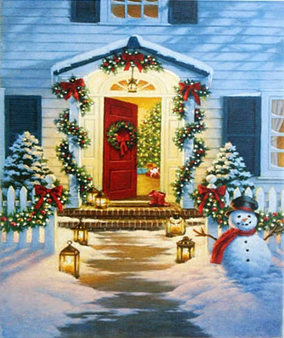 Raz 20 Inch Twinkling LED Lighted Doorway Scene Print On Canvas 1 Raz 20 Inch Twinkling LED Lighted Doorway Scene Print On Canvas