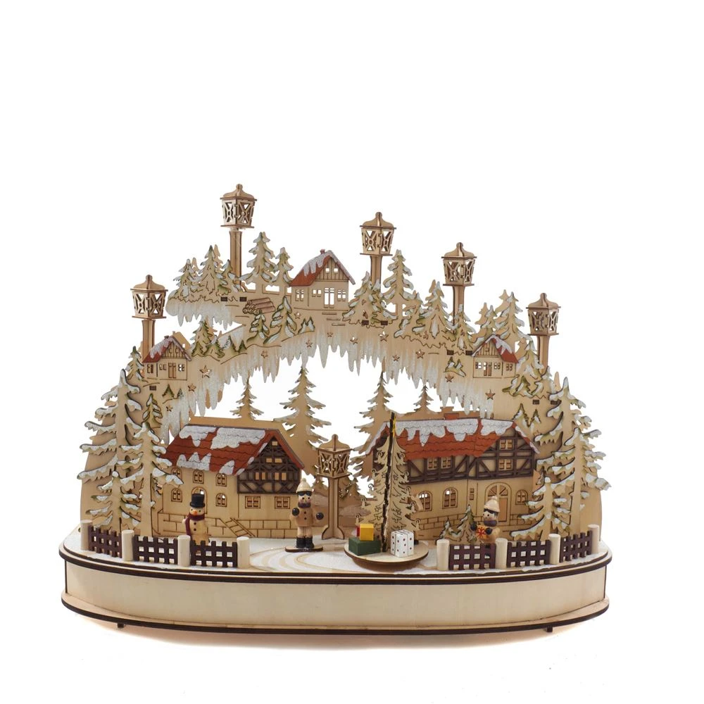 Lit Christmas Village Table Decor - Muscial - Battery-Operated LED - 16.5in 1 Lit Christmas Village Table Decor - Muscial - Battery-Operated LED - 16.5in