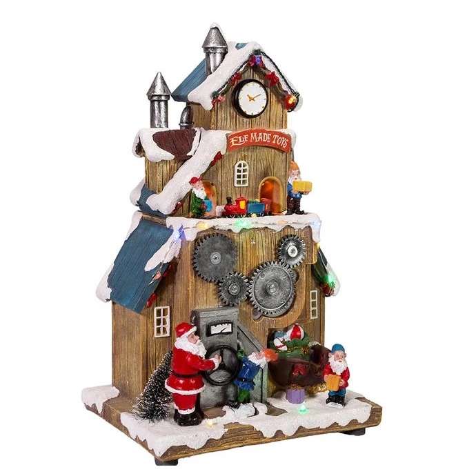 Lit Santa's Workshop With Train Table Decor - Battery-Operated LED 1 Lit Santa's Workshop With Train Table Decor - Battery-Operated LED