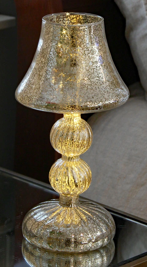 Silver Mercury Glass Tabletop Light - 11.5 Inch Battery Operated 1 Silver Mercury Glass Tabletop Light - 11.5 Inch Battery Operated
