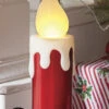 17.5 Inch Large Flickering Flame Red Metallic Christmas Candle