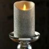 Moving Flame Silver Glitter Candle Battery Operated 3.5 X 5 Timer - Remote Ready