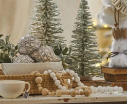 White Wooden Bead Garland 6 Foot - New From RAZ -Christmas Decoration Discount natural and white wood beads 2