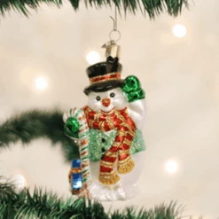 Old World Christmas Glass Ornament - Candy Cane Snowman
