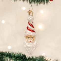 Old World Christmas Glass Ornament - Peppermint Twist Santa