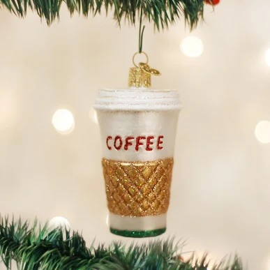 Old World Christmas Glass Ornament - Coffee To Go 1 Old World Christmas Glass Ornament - Coffee To Go
