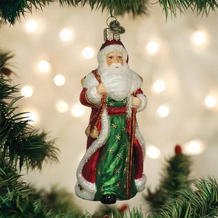 Old World Christmas Glass Ornament - Father Christmas With Bells 1 Old World Christmas Glass Ornament - Father Christmas With Bells