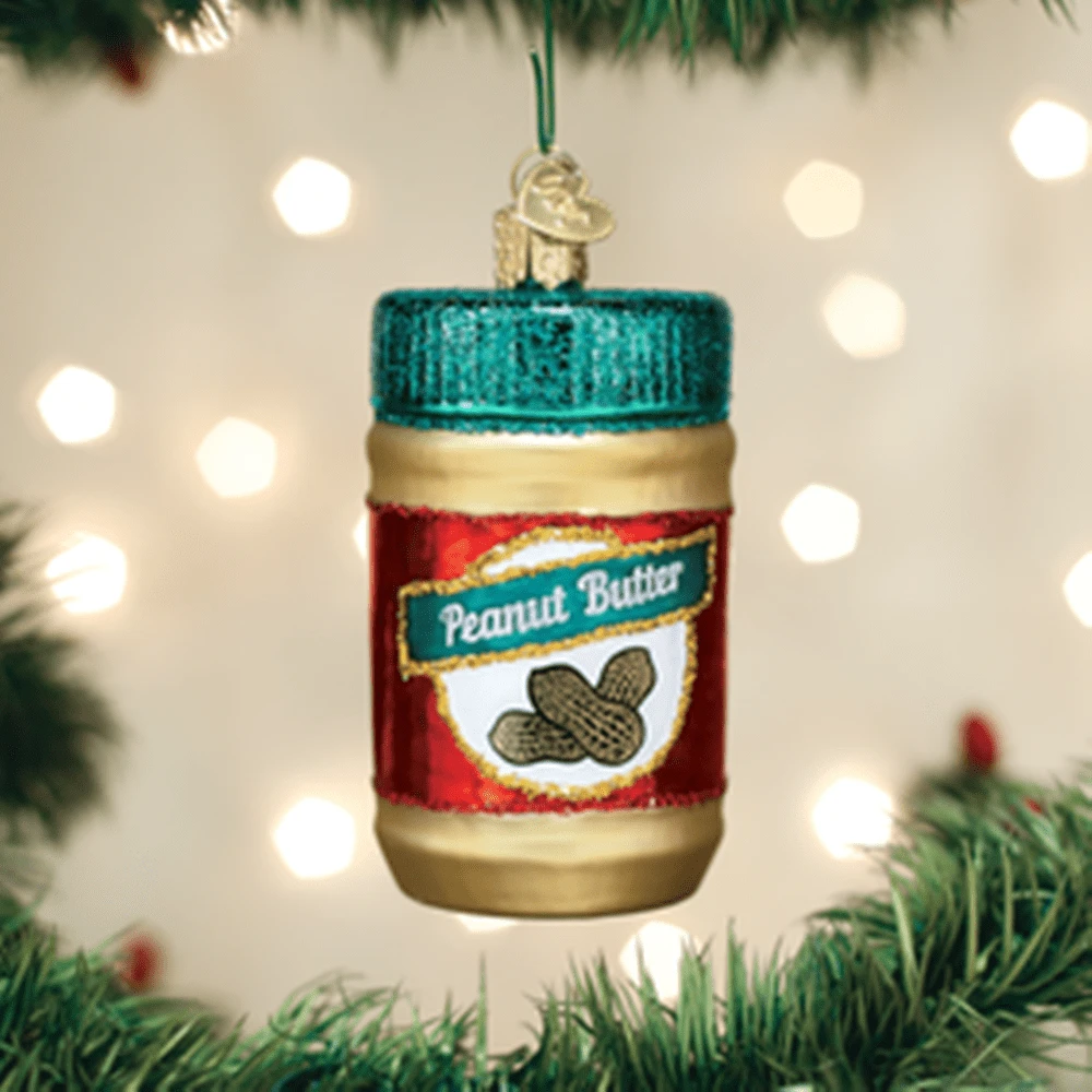 Old World Christmas Glass Ornament - Jar Of Peanut Butter 1 Old World Christmas Glass Ornament - Jar Of Peanut Butter
