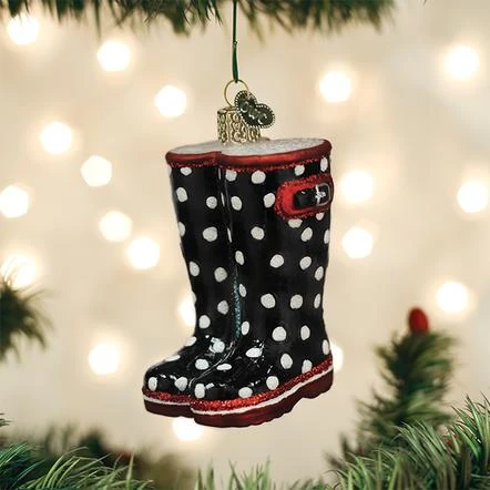 Old World Christmas Glass Ornament - Rubber Boots 1 Old World Christmas Glass Ornament - Rubber Boots