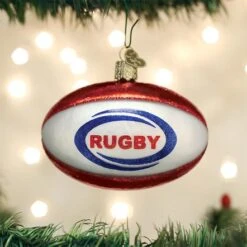 Old World Christmas Glass Ornament - Rugby Ball