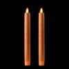 8 Inch Glitter Orange Moving Flame Taper Candle Set - 2 Remote Ready