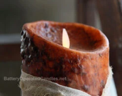 Moving Flame Primitive Rustic Orange Candle Battery Operated 3.5 X 5 - Timer - Remote Ready -Christmas Decoration Discount orange primitive detail