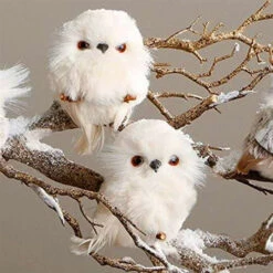 White Owl Ornaments Set Of 2 Assorted - 4 Inch