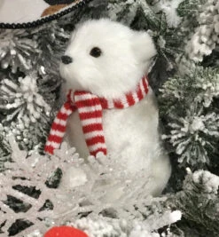 Polar Bear With Scarf Ornaments Set Of 2 - 5.25 Inch -Christmas Decoration Discount polar bear in three 2