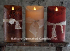 Moving Flame Primitive Brown Candle Battery Operated 3.5 X 7 - Timer - Remote Ready -Christmas Decoration Discount primitive luminara 7 inch 3