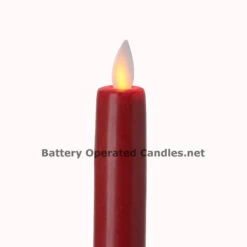 8 Inch Red Moving Flame Battery Operated Taper Candle - Timer -Christmas Decoration Discount red dancing flame flameless