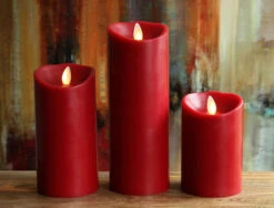 3 Inch Diameter Red Moving Flame 8 Inch Candle - Remote Ready -Christmas Decoration Discount red torchier moving flame 3 sizes