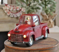 Lighted Red Truck Water Lantern With Santa In Swirling Glitter -Christmas Decoration Discount red truck front lights