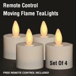 Remote Control Moving Flame Tea Lights Set Of 4 -Christmas Decoration Discount remote moving flame tealight set