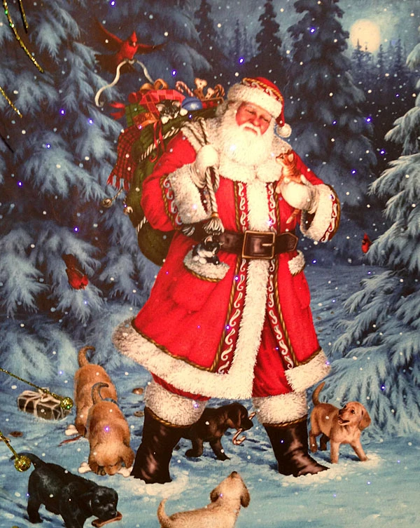 Raz Lighted Canvas Print 20 Inch Twinkling LED Lighted Santa Scene Print On Canvas 1 Raz Lighted Canvas Print 20 Inch Twinkling LED Lighted Santa Scene Print On Canvas
